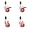 Service Caster 3 Inch 316SS Red Poly Swivel 1-1/4 Inch Expanding Stem Caster Lock Brake, 2PK SS316TTLEX20S314-PPUB-RED-2-S-2-114 - alternate 1